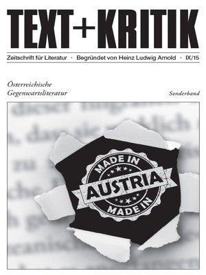 cover image of TEXT+KRITIK Sonderband--Österreichische Gegenwartsliteratur
